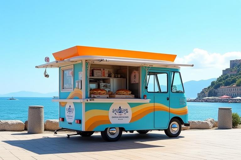 Il chiosco mobile di Galeone Hot allestito sul lungomare